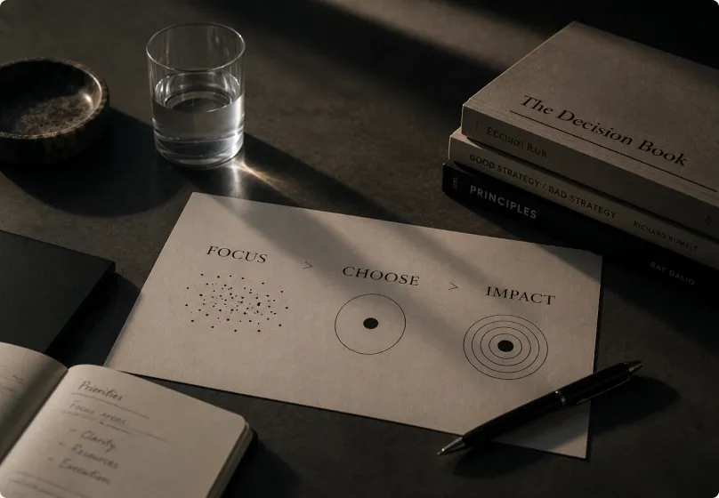 A desk covered with competing priorities